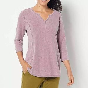 AnyBody Ribbed Purple Comfort Swing Tee